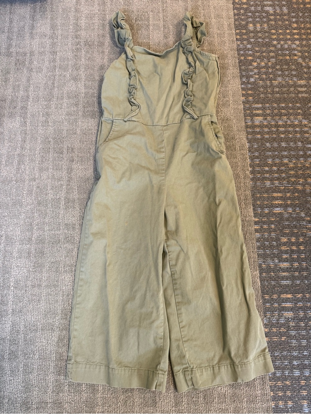 Ruffled Strap Olive Wide-Leg Jumpsuit girls‎ M Gap Kids